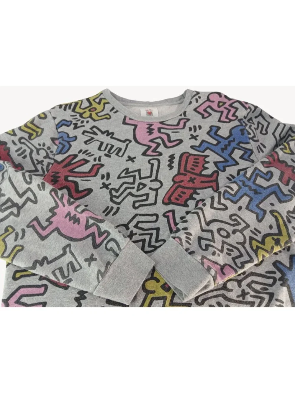 Keith Haring Forever 21 Gray Graphic Sweatshirt Womens Large Colorful Abstract - Picture 8 of 8